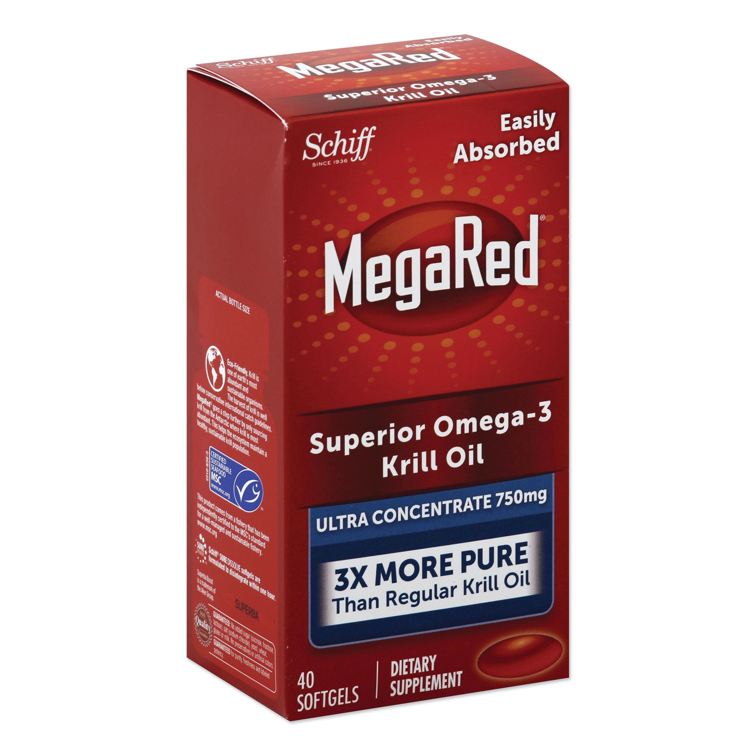  MegaRed 20525-95186 Ultra Concentration Omega-3 Krill Oil Softgel, 40 Count (MEG95186EA) 