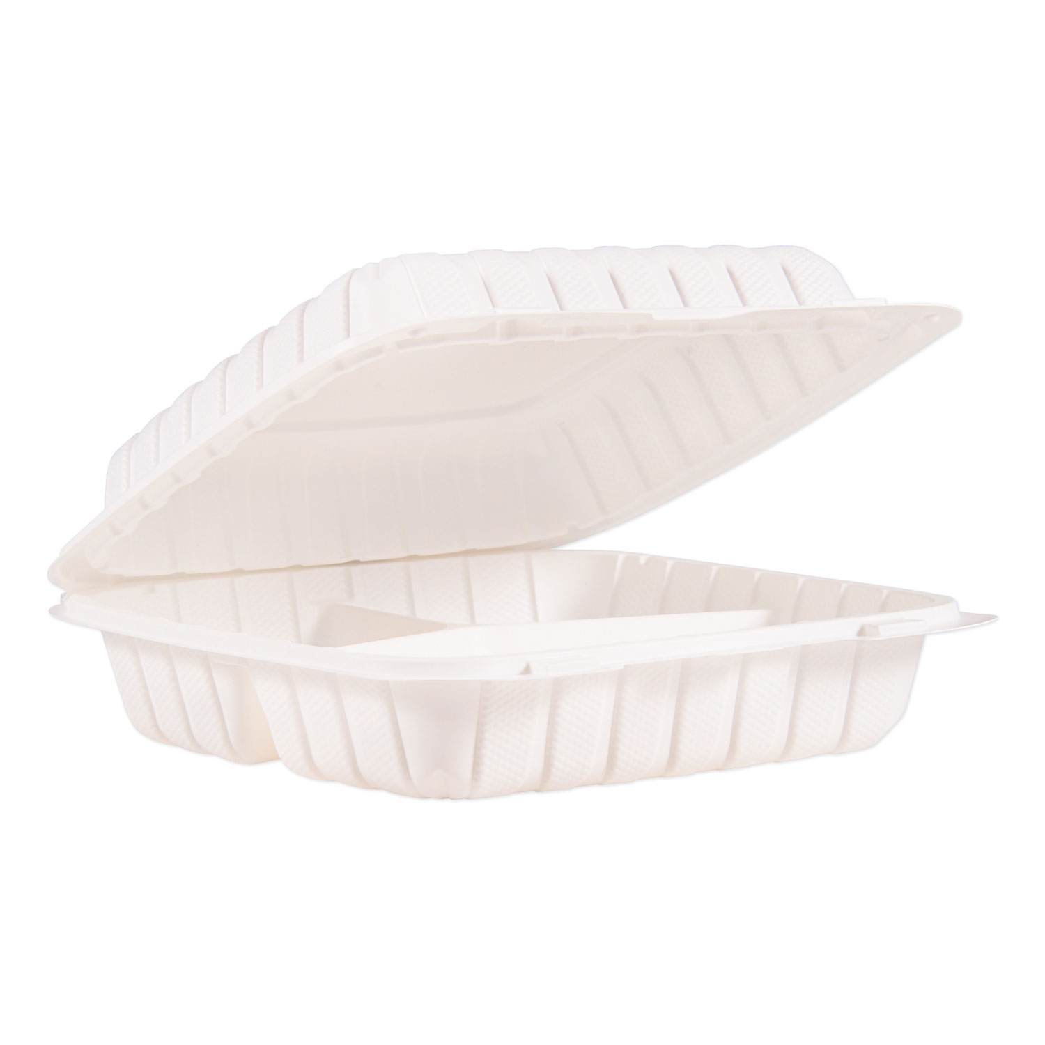 ProPlanet by Dart 90MFPPHT3 Hinged Lid Three Compartment Containers, 9 x 8.8 x 3, White, 150/Carton (DCC90MFPPHT3) 