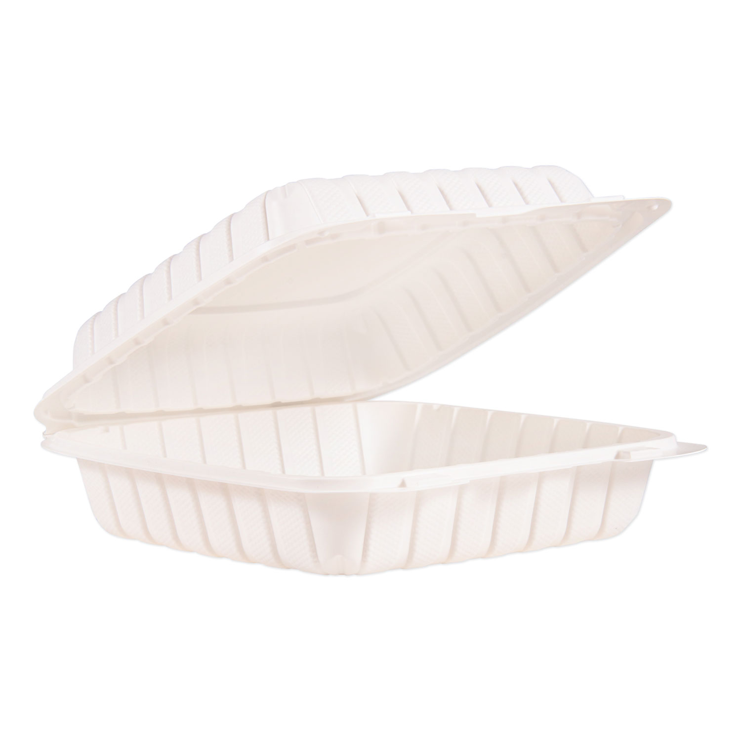 ProPlanet™ by Dart® Hinged Lid Single Compartment Containers, 9 x 8.8 x 3, White, 150/Carton