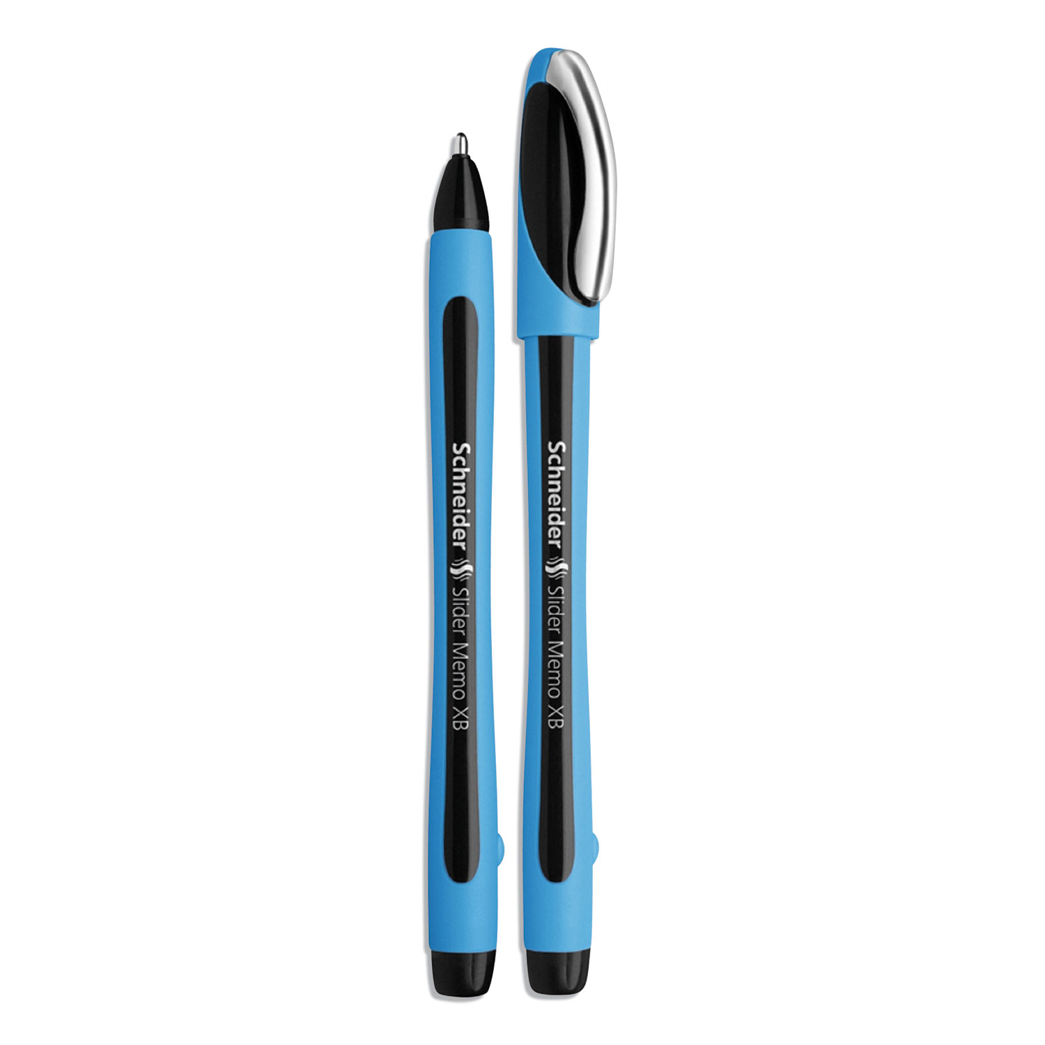  Stride 150201 Schneider Slider Memo XB Stick Ballpoint Pen, 1.4 mm, Black Ink, Blue/Black Barrel, 10/Box (STW150201) 