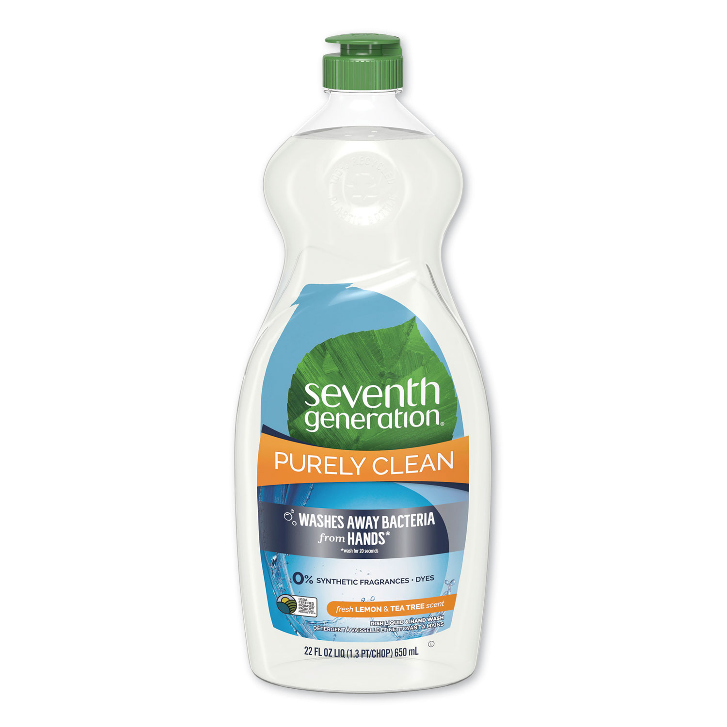  Seventh Generation 22923 Natural Dishwashing Liquid, Fresh Lemon and Tea Tree, 22 oz Bottle, 12/Carton (SEV22923) 