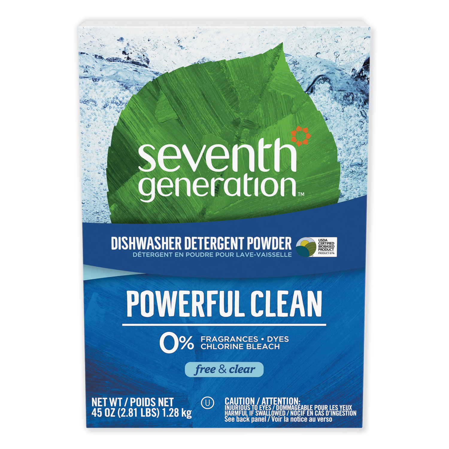  Seventh Generation SEV 22150 Automatic Dishwasher Powder, Free and Clear, 45oz Box, 12/Carton (SEV22150CT) 