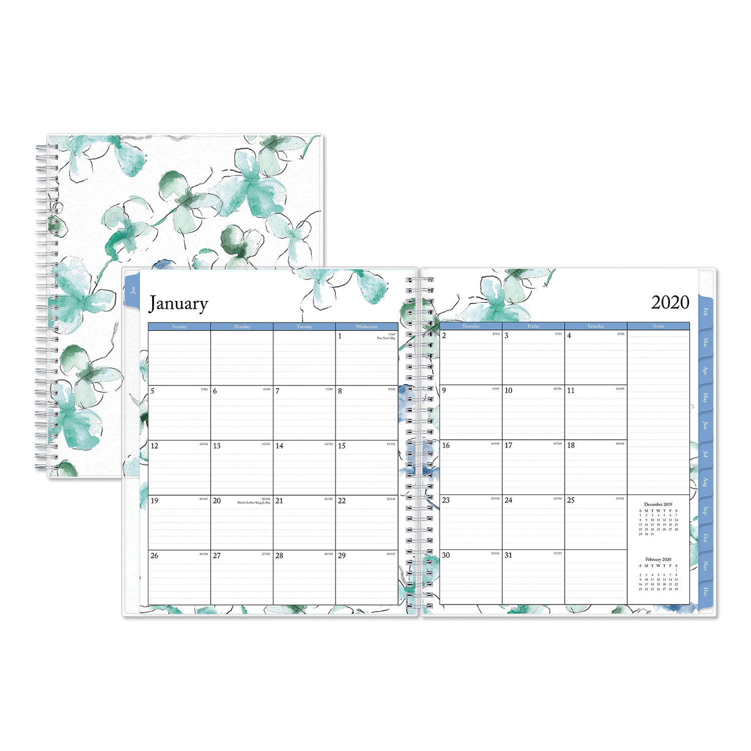  Blue Sky BLS101582 Lindley Monthly Wirebound Planner, 10 x 8, White/Blue, 2019-2020 (BLS101582) 