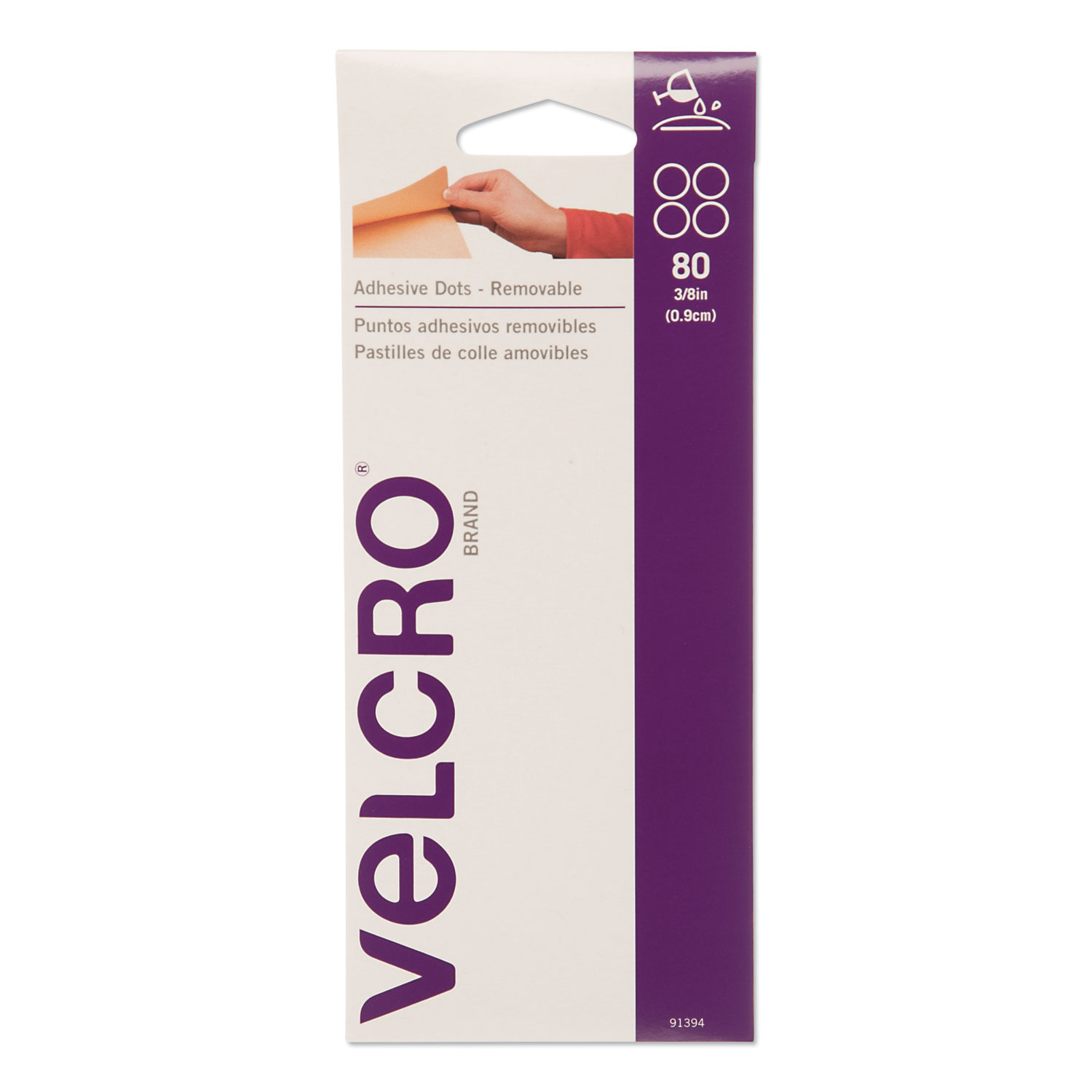  VELCRO Brand 91394 Sticky-Back Fasteners, Removable Adhesive, 0.38 dia, Clear, 80/Pack (VEK91394) 
