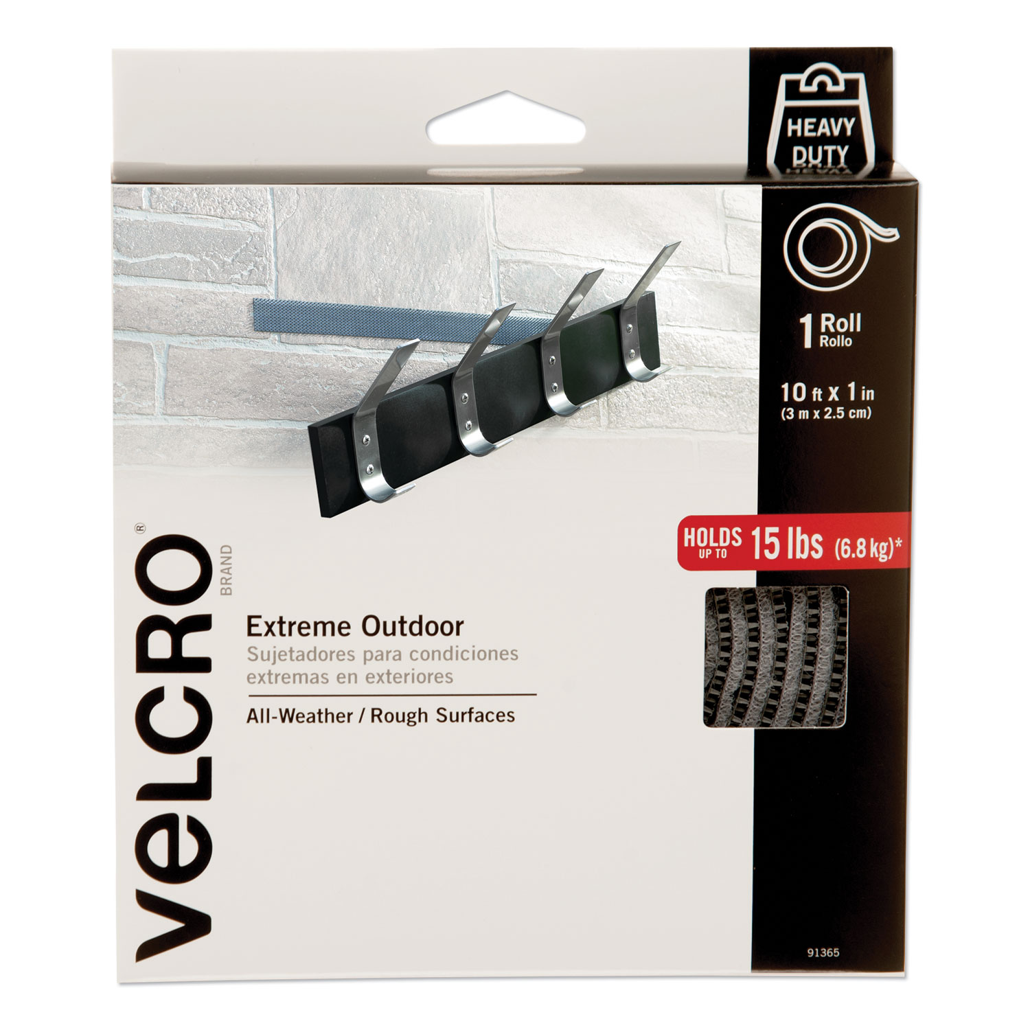  VELCRO Brand 91365 Heavy-Duty Fasteners, Extreme Outdoor Performance, 1 x 10 ft, Titanium (VEK91365) 