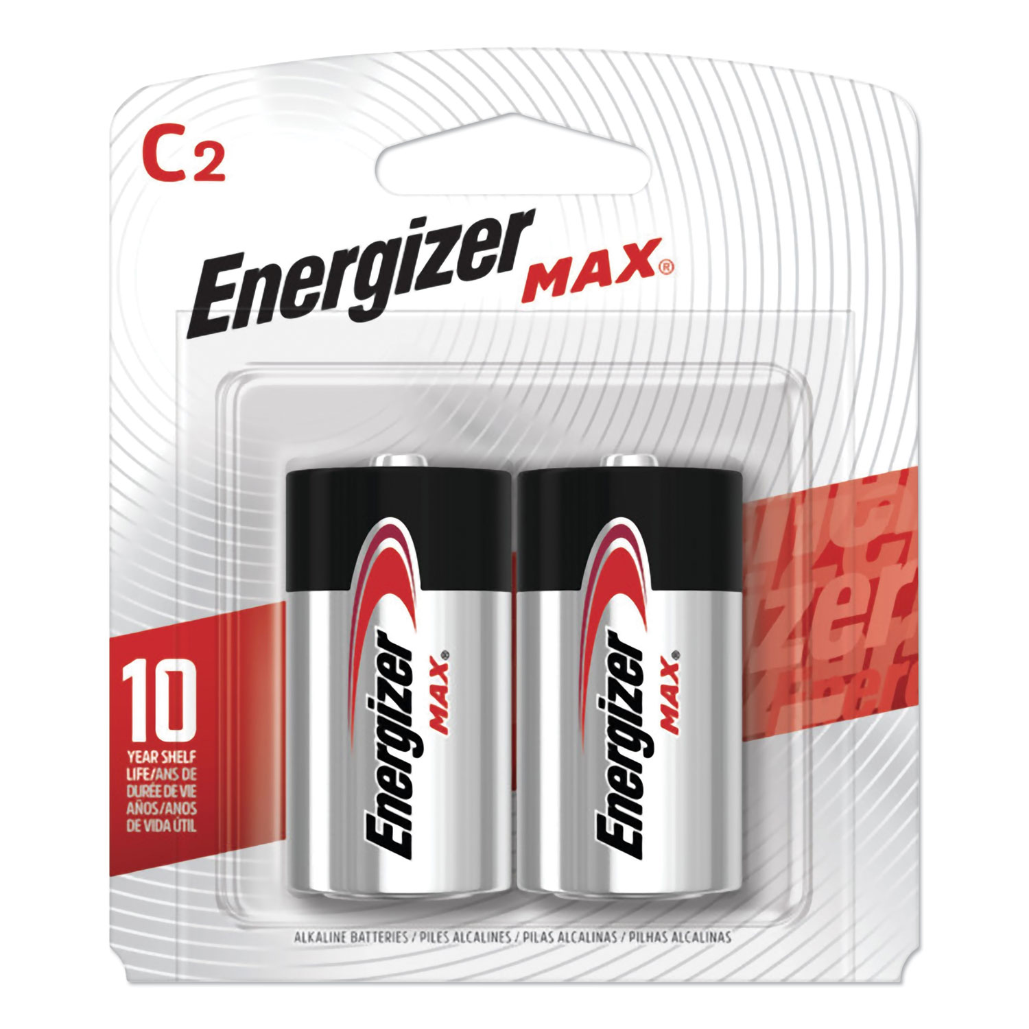 MAX Alkaline C Batteries, 1.5V, 2/Pack