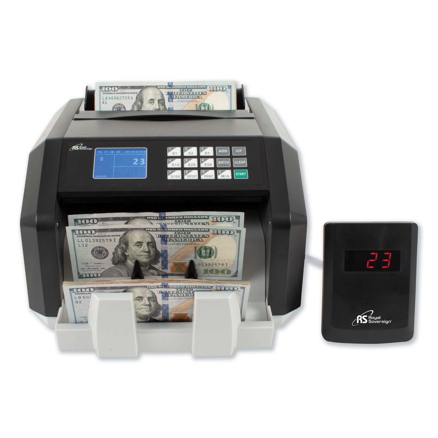  Royal Sovereign RBC-ES250 Back Load Bill Counter w/ Value Counting/Counterfeit Detection, 1400 Bills/Min (RSIRBCES250) 