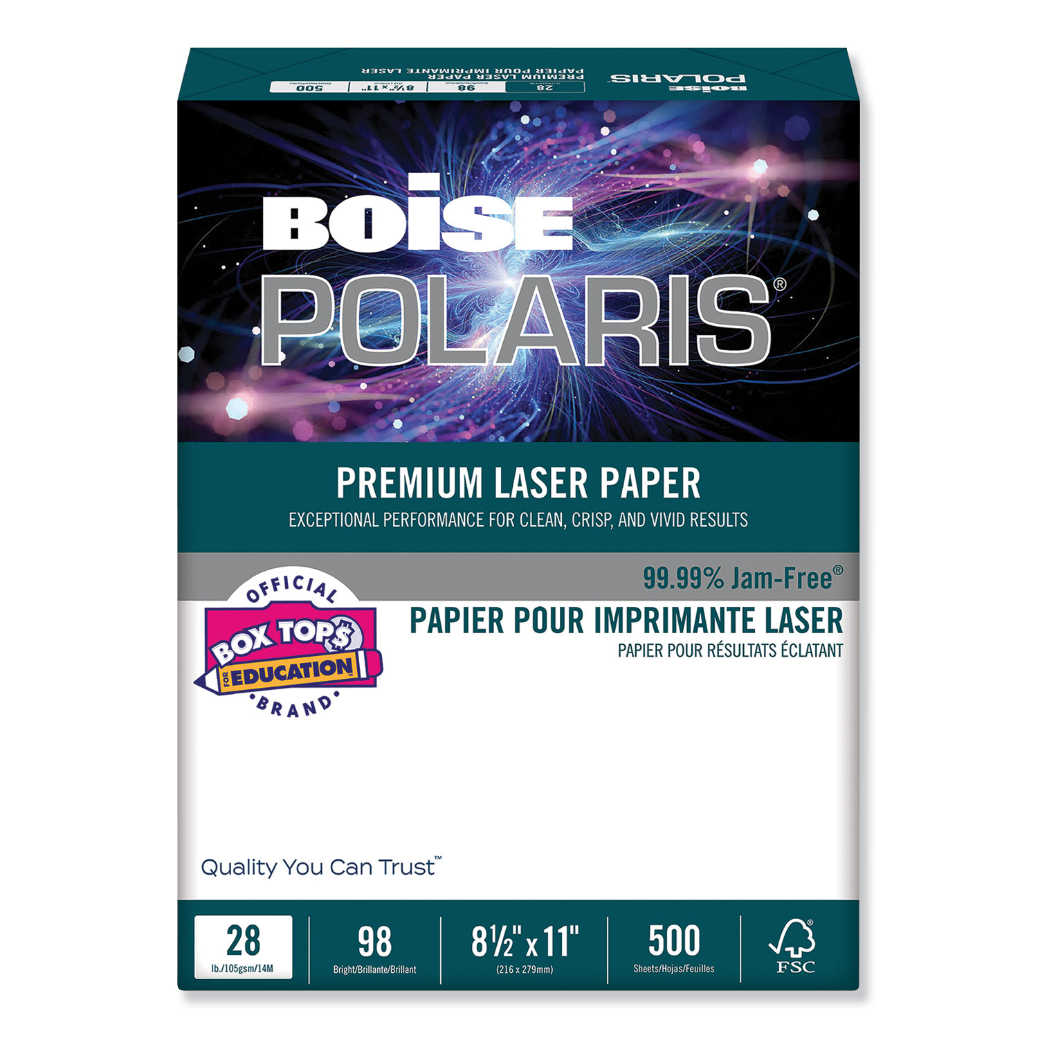  Boise BPL-0211 POLARIS Premium Laser Paper, 98 Bright, 28lb, 8.5 x 11, White, 500/Ream (CASBPL0211) 