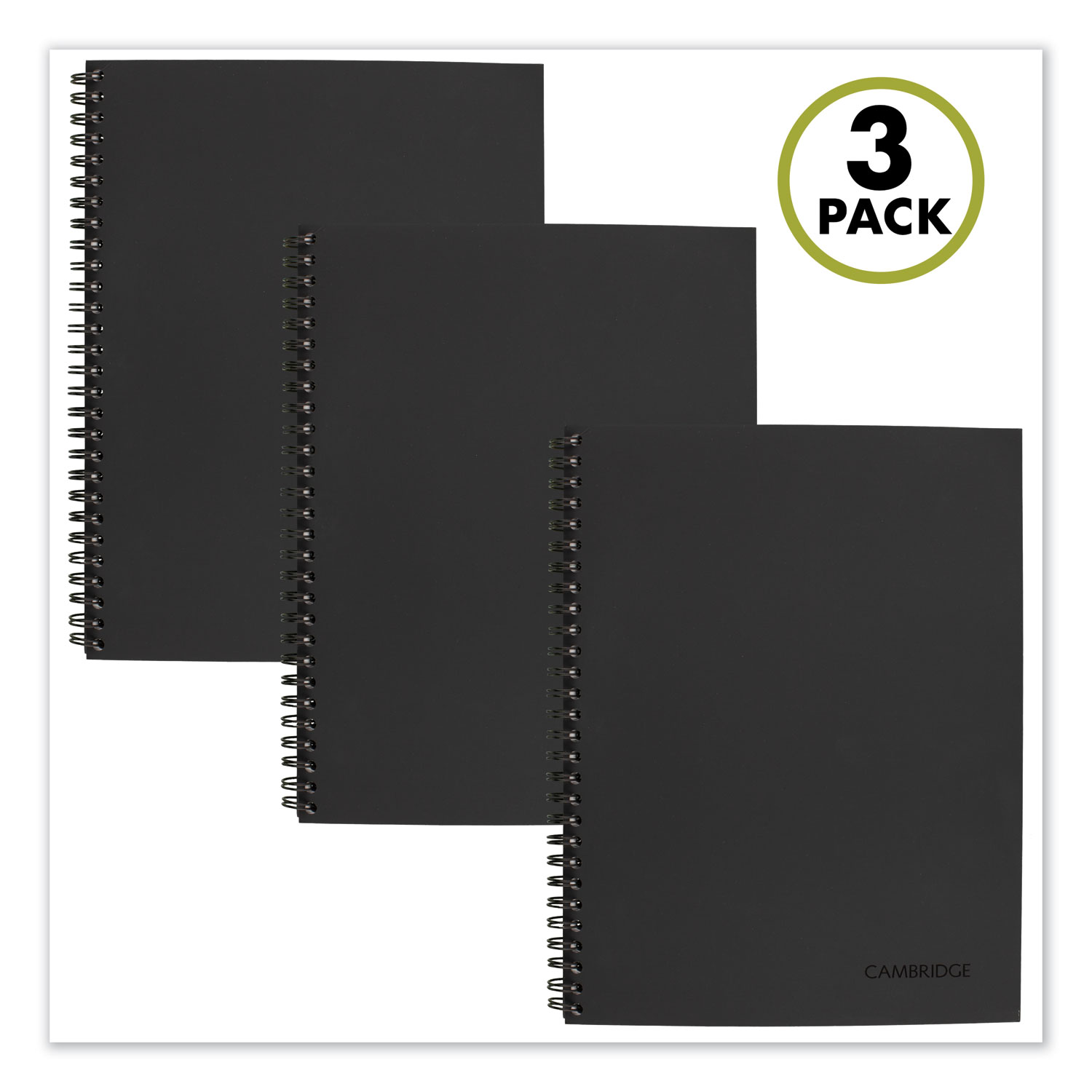  Cambridge 4501601 Wirebound Action Planner Notebook Plus Pack, Black, 9.5 x 7.25, 80 Sheets, 3/Pack (MEA45016) 