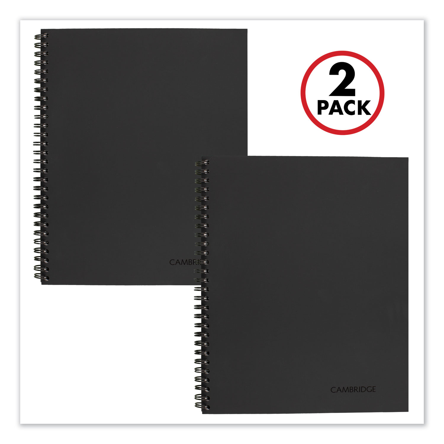  Cambridge 0634301 Wirebound Business Notebook Plus Pack, Wide/Legal Rule, Black, 11 x 8.88, 80 Sheets, 2/Pack (MEA06343) 