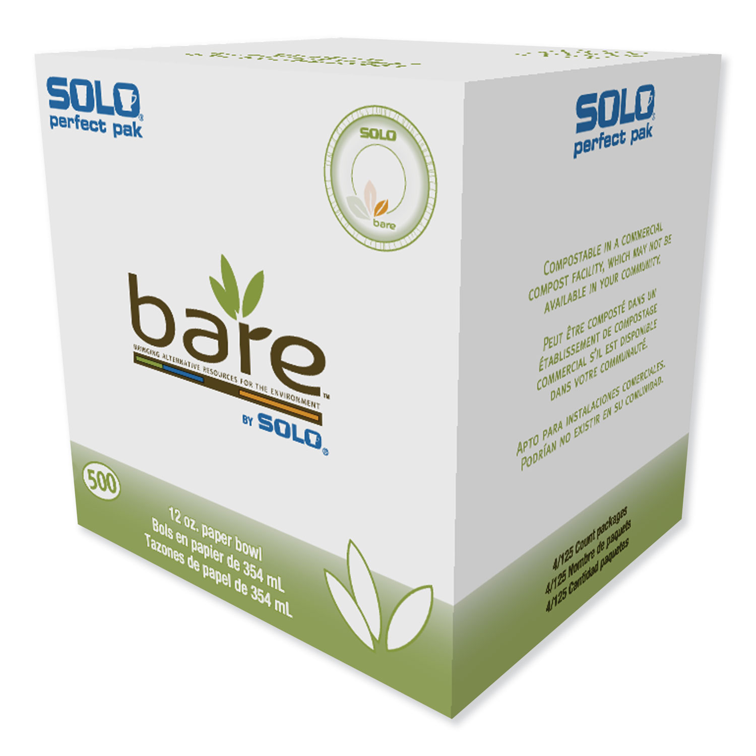  Dart 12BSC-2050 Bare Eco-Forward Sugarcane Dinnerware, 12oz, Bowl, Ivory, 125/Pk, 8 Pks/Ct (SCC12BSC) 