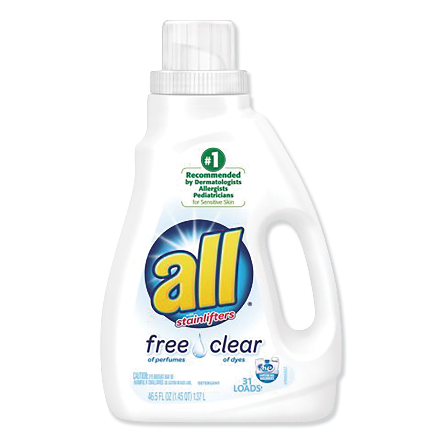  All 46155CT Liquid Laundry Detergent Free Clear for Sensitive Skin, 46.5 oz Bottle, 6/Carton (DIA46155CT) 