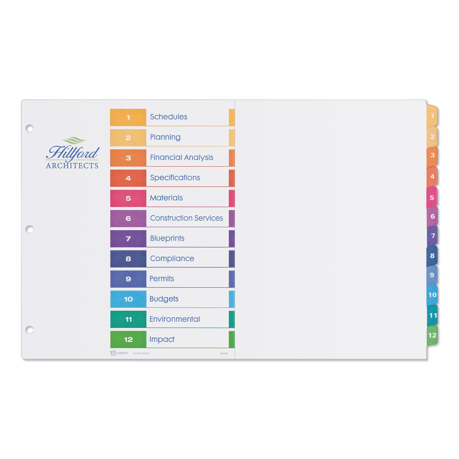  Avery 11149 Customizable TOC Ready Index Multicolor Dividers, 12-Tab, 11 x 17 (AVE11149) 