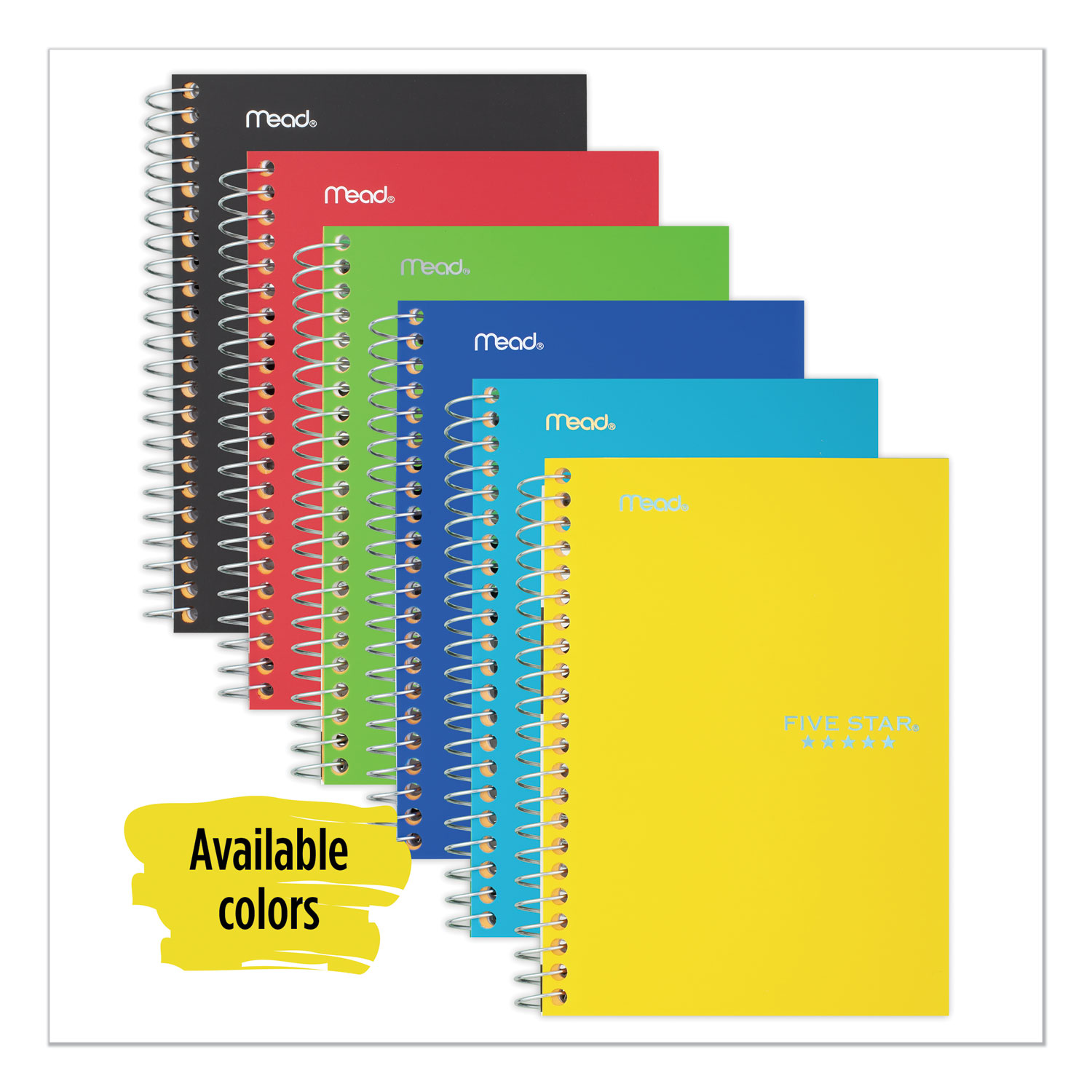  Five Star 45484 Wirebound Notebook, 1 Subject, College Rule, Assorted Color Covers, 7 x 5.5, 100 Sheets (MEA45484) 
