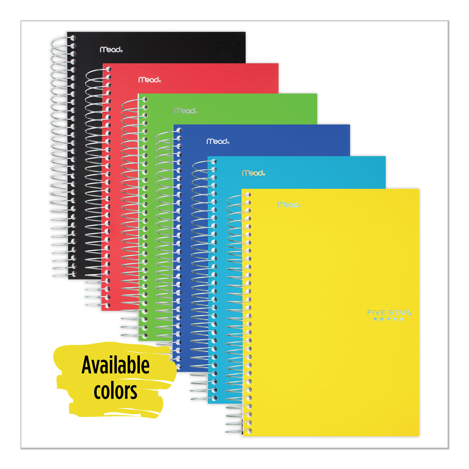  Five Star 06180 Wirebound Notebook, 2 Subjects, College Rule, Assorted Color Covers, 9.5 x 6.5, 100 Sheets (MEA06180) 