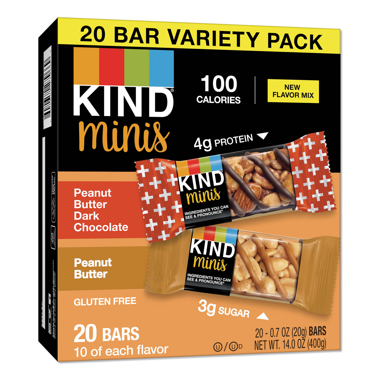  KIND 27967 Minis, Peanut Butter Dark Chocolate Peanut Butter, 0.7 oz, 20/Pack (KND27967) 