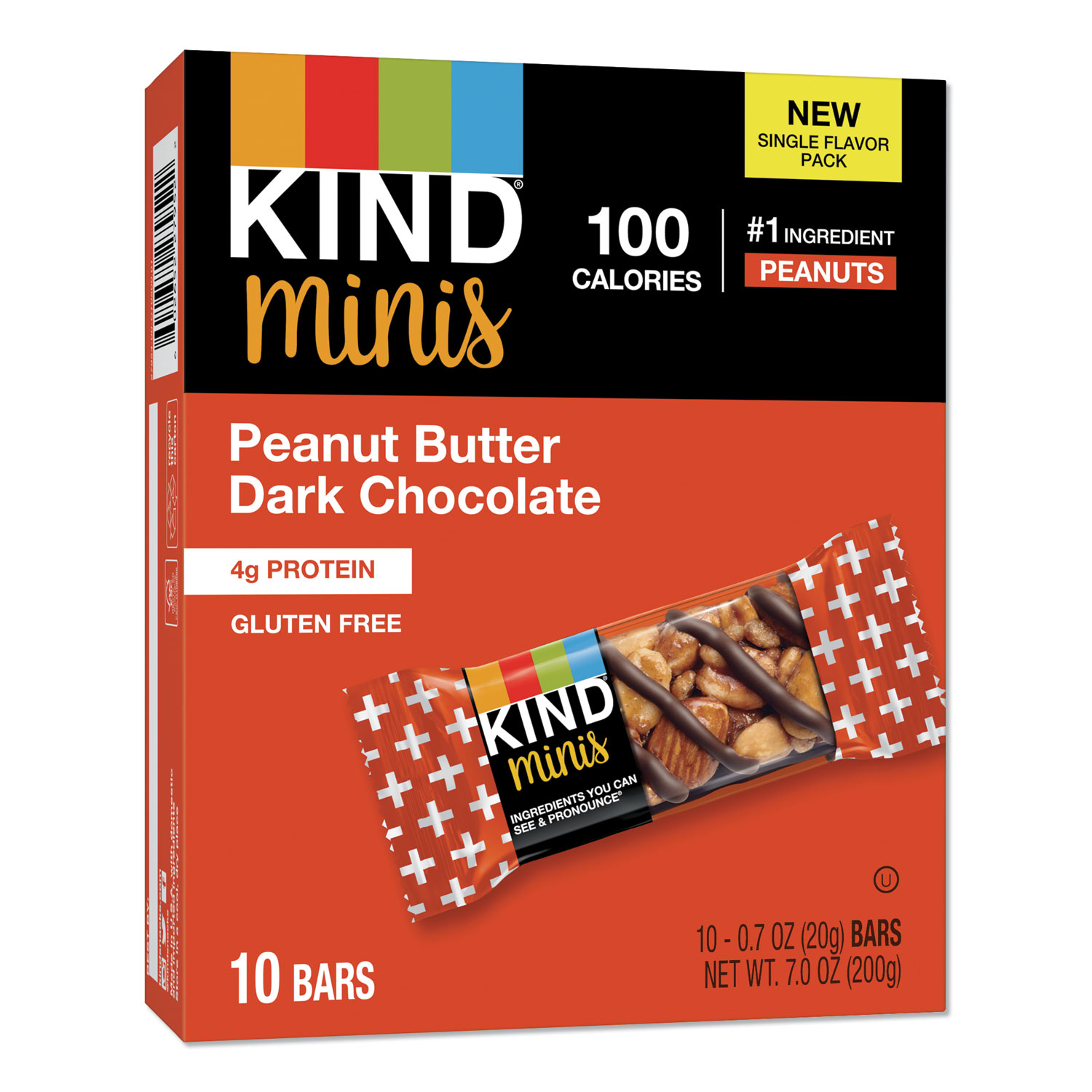  KIND 27961 Minis, Peanut Butter Dark Chocolate, 0.7 oz, 10/Pack (KND27961) 