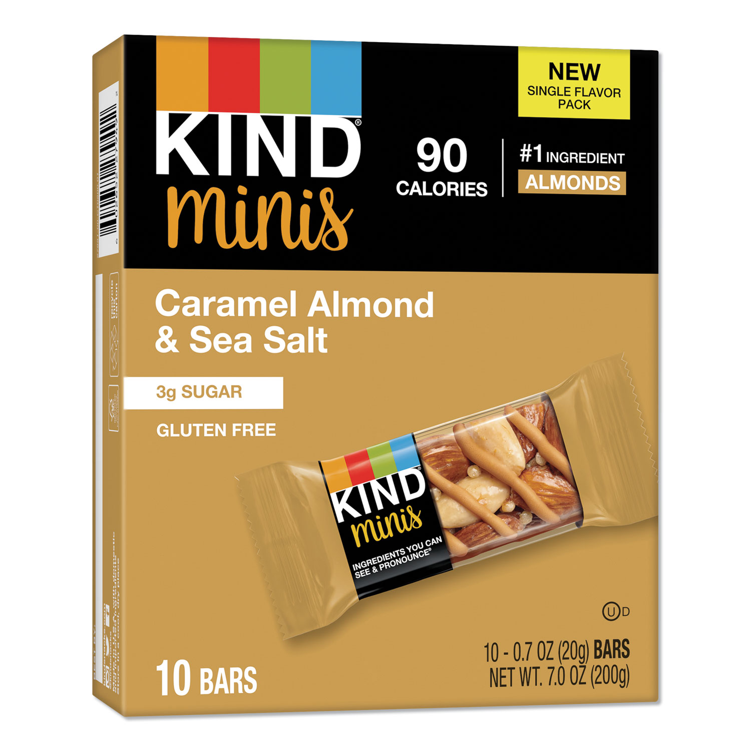 Minis, Caramel Almond Nuts/Sea Salt, 0.7 oz, 10/Pack
