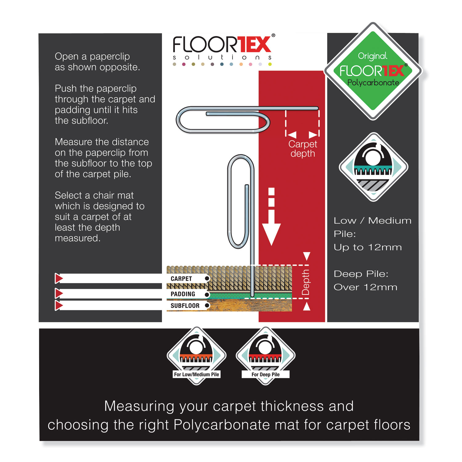 Floortex Cleartex Ultimat Chair Mat for Plush Pile Carpets 35 x 47 Clear 