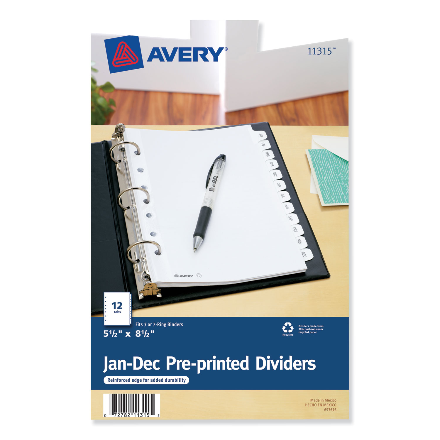  Avery 11315 Preprinted Tab Dividers, 12-Tab, 8 1/2 x 5 1/2 (AVE11315) 