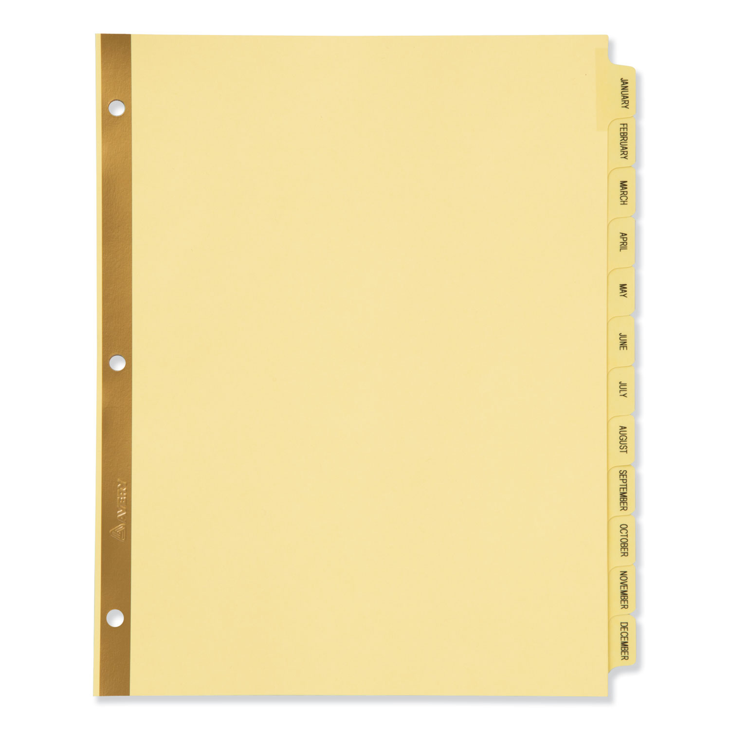  Avery 11307 Preprinted Laminated Tab Dividers w/Gold Reinforced Binding Edge, 12-Tab, Letter (AVE11307) 