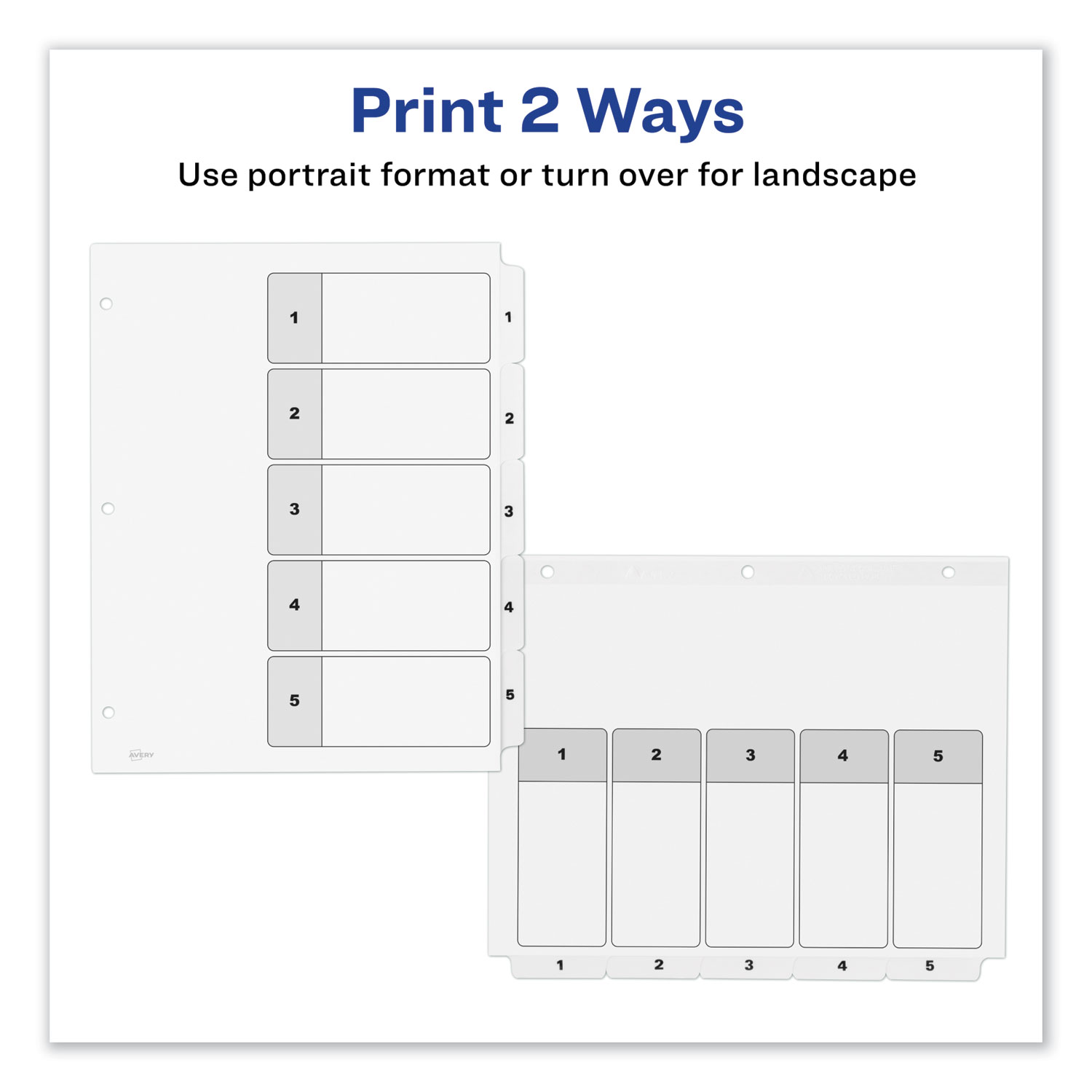 Avery 11130 Ready Index TOC Dividers White Tabs 1-5 Letter Size 5 Tabs/ST 
