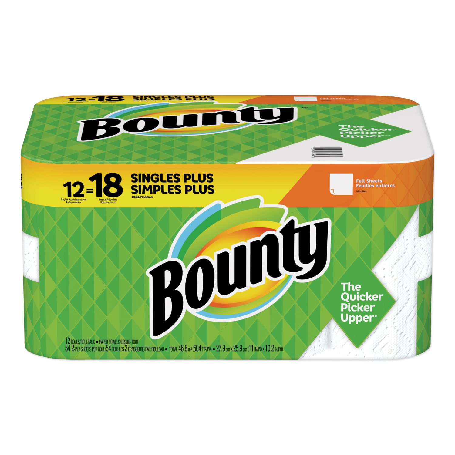  Bounty 74796 Paper Towels, 2-Ply, White, 54 Sheets/Roll, 12 Rolls/Carton (PGC74796) 