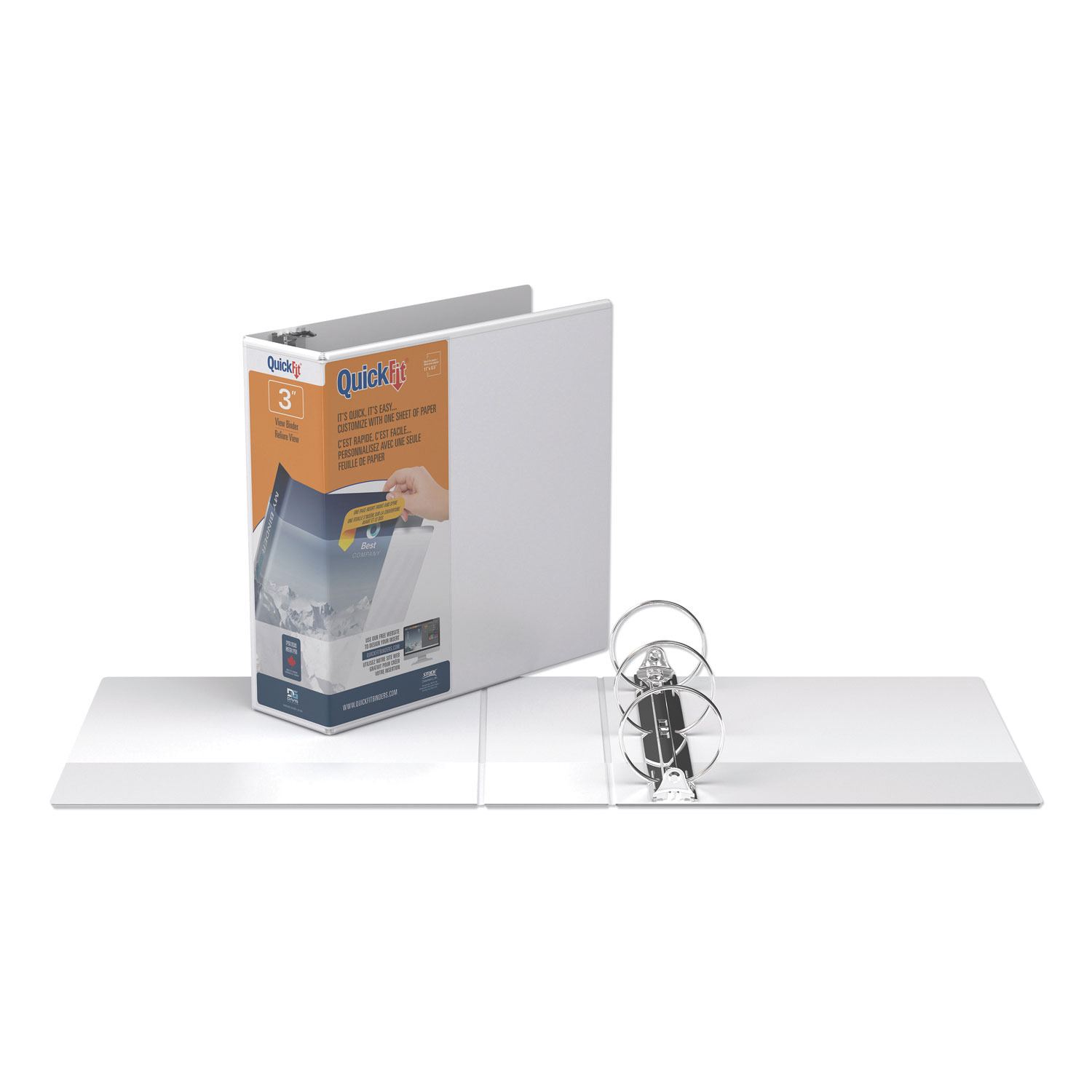  Stride 88050 QuickFit Round-Ring View Binder, 3 Rings, 3 Capacity, 11 x 8.5, White (STW88050) 