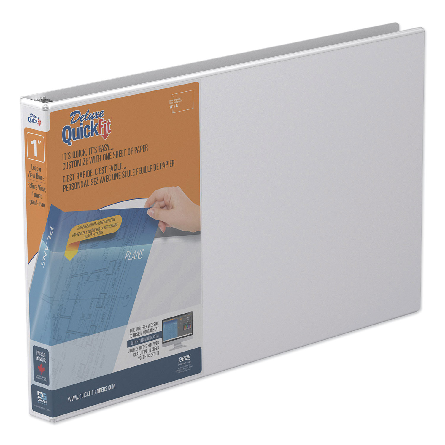  Stride 94010 QuickFit Ledger D-Ring View Binder, 3 Rings, 1 Capacity, 11 x 17, White (STW94010) 
