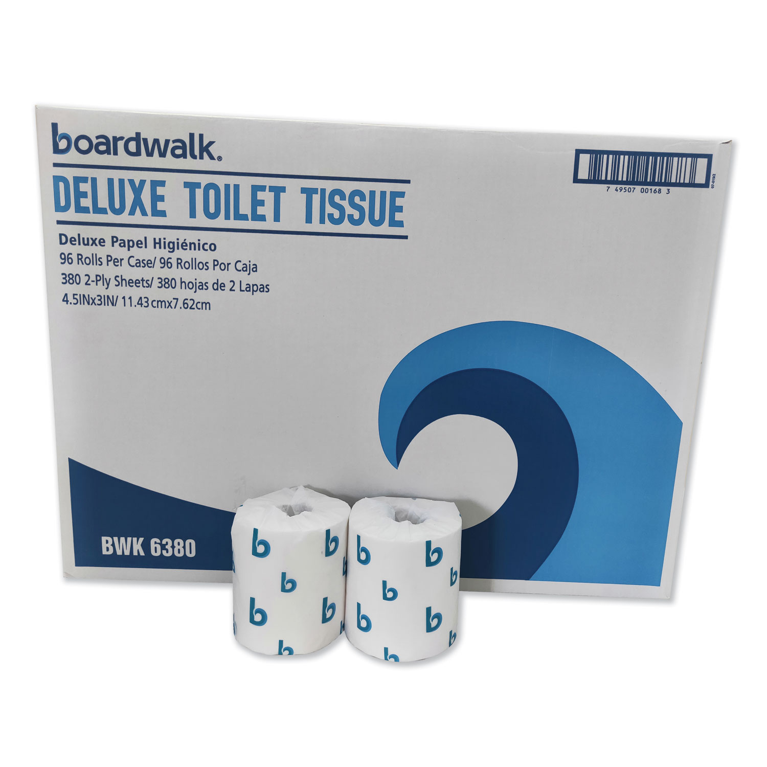  Boardwalk 6380 Boardwalk Green Plus Bathroom Tissue, 2-Ply, White, 380 Sheets, 96 Rolls/Carton (BWK6380) 