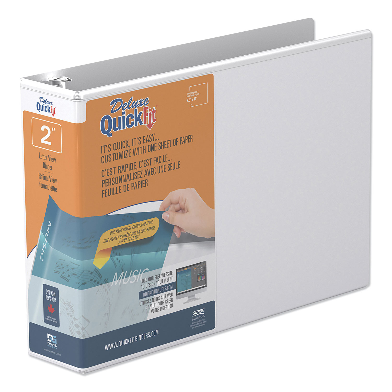  Stride 97130 QuickFit Landscape Spreadsheet Round Ring View Binder, 3 Rings, 2 Capacity, 11 x 8.5, White (STW97130) 