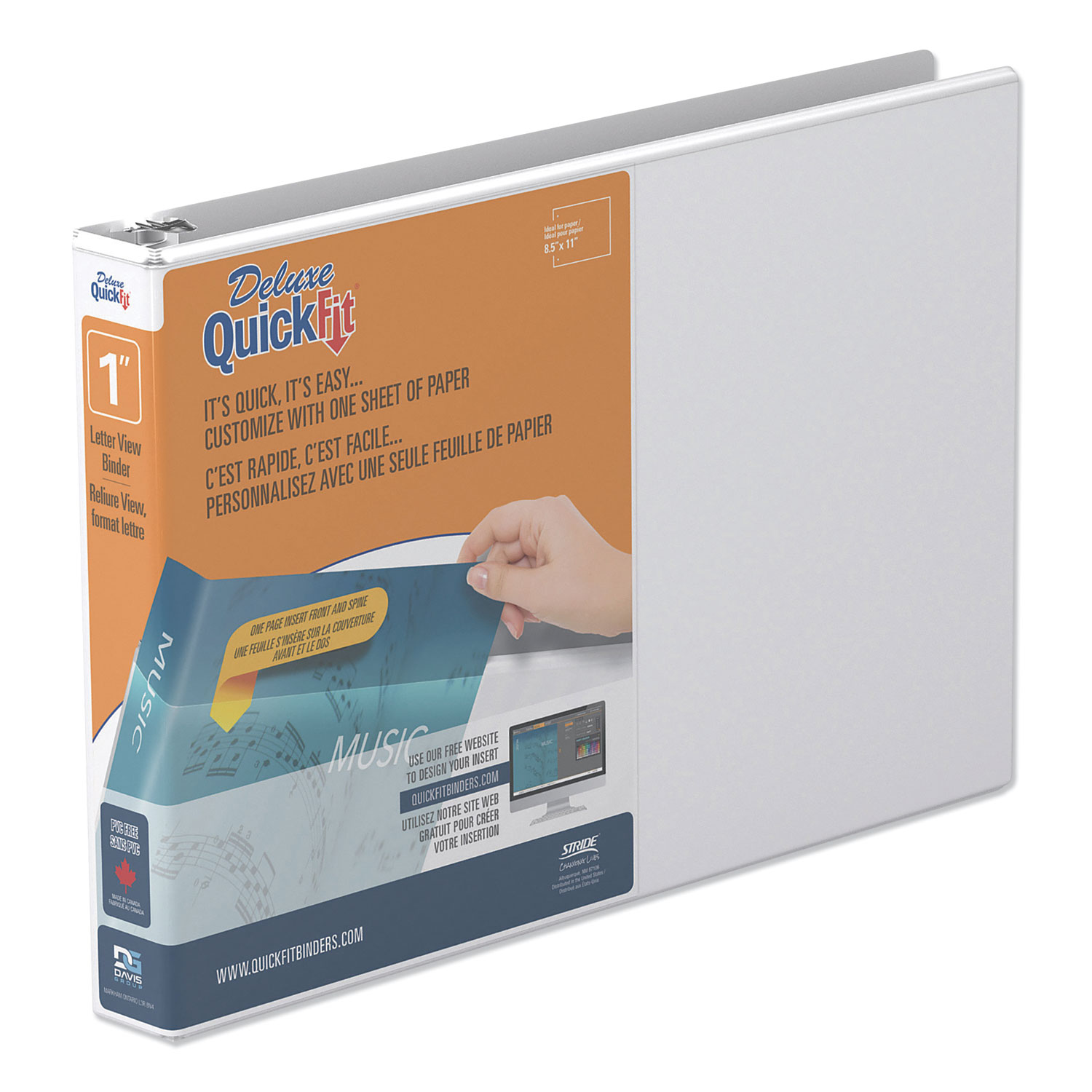  Stride 97110 QuickFit Landscape Spreadsheet Round Ring View Binder, 3 Rings, 1 Capacity, 11 x 8.5, White (STW97110) 