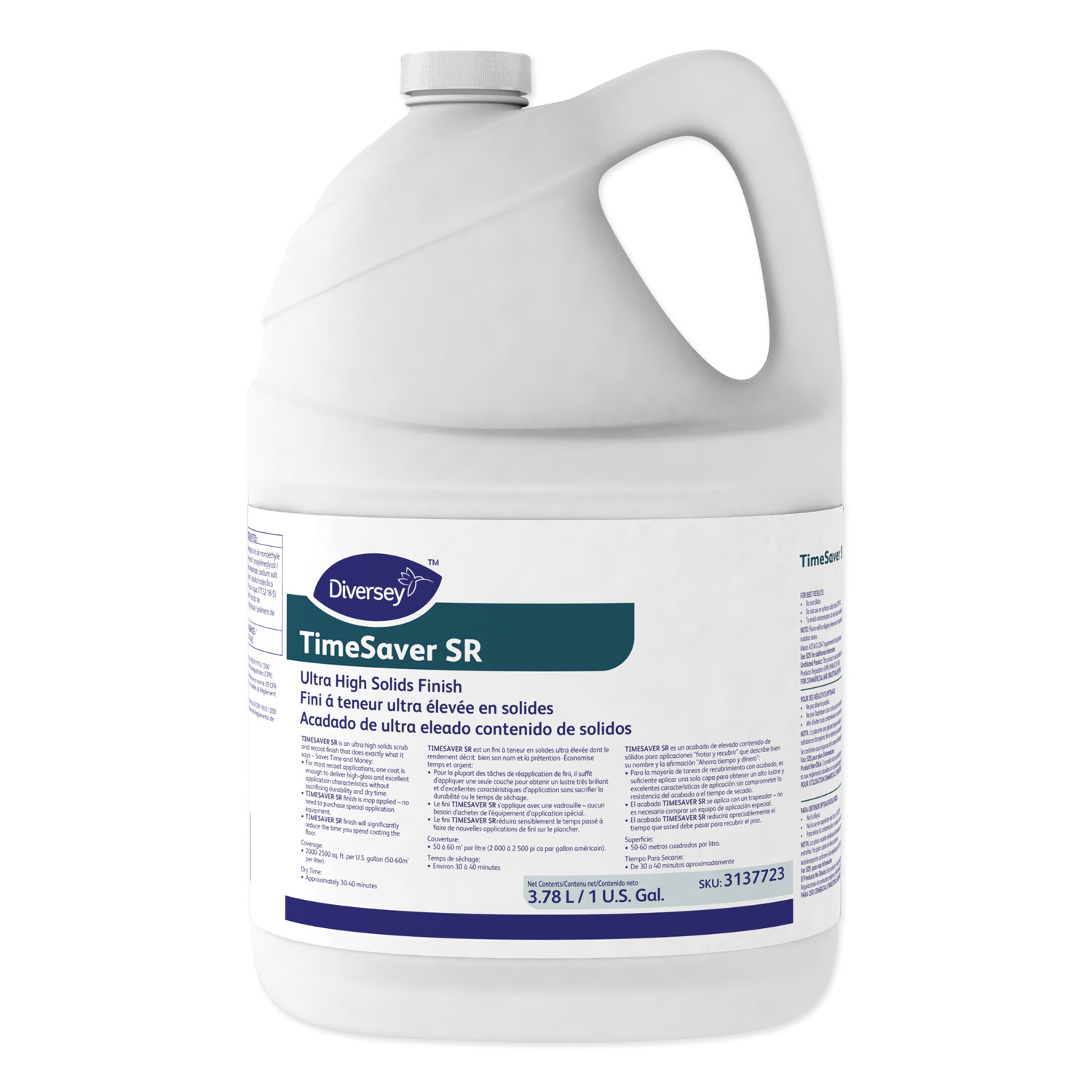 TimeSaver SR Floor Finish, Liquid, 1 gal Bottle, 4/Carton