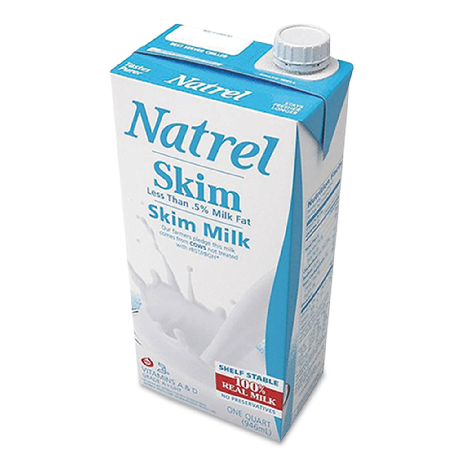  Natrel PAU93047 Milk, Skim, 32 oz Resealable Tetra Bottle, 12/Carton (AGO169786) 