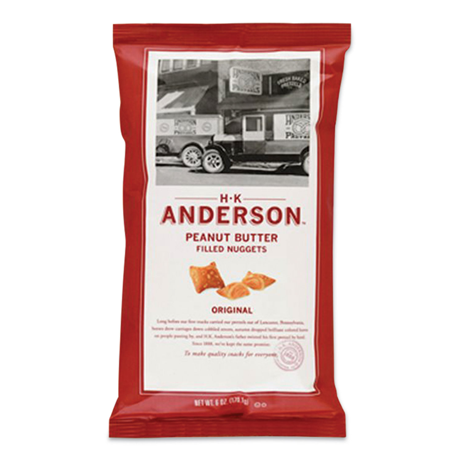  HK Anderson GOV20378 Peanut Butter Filled Pretzel Nuggets, Original, 2.5 oz Packets, 8/Carton (APB1056174) 