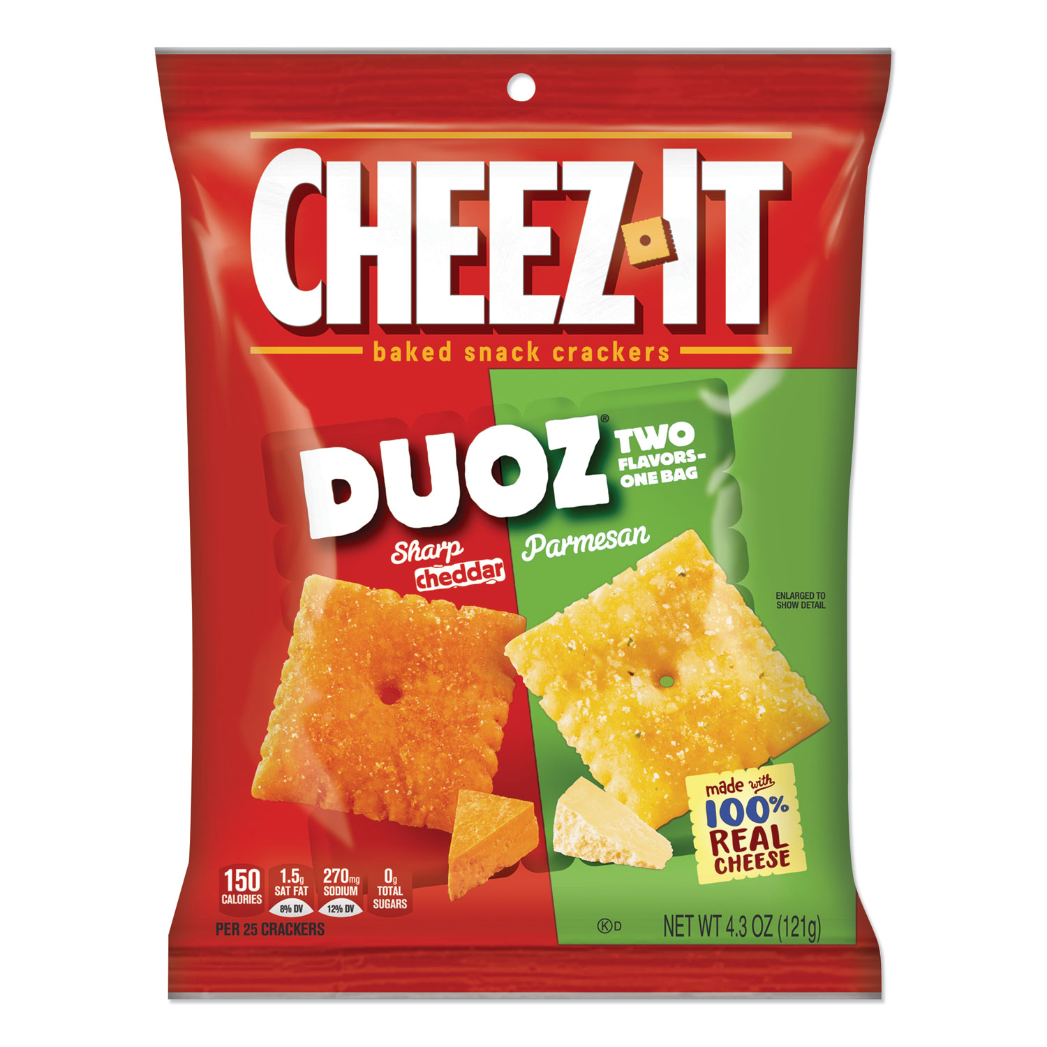 Sunshine® Cheez-it Duoz Crackers, Sharp Cheddar and Parmesan, 4.3 oz Bag, 6/Pack