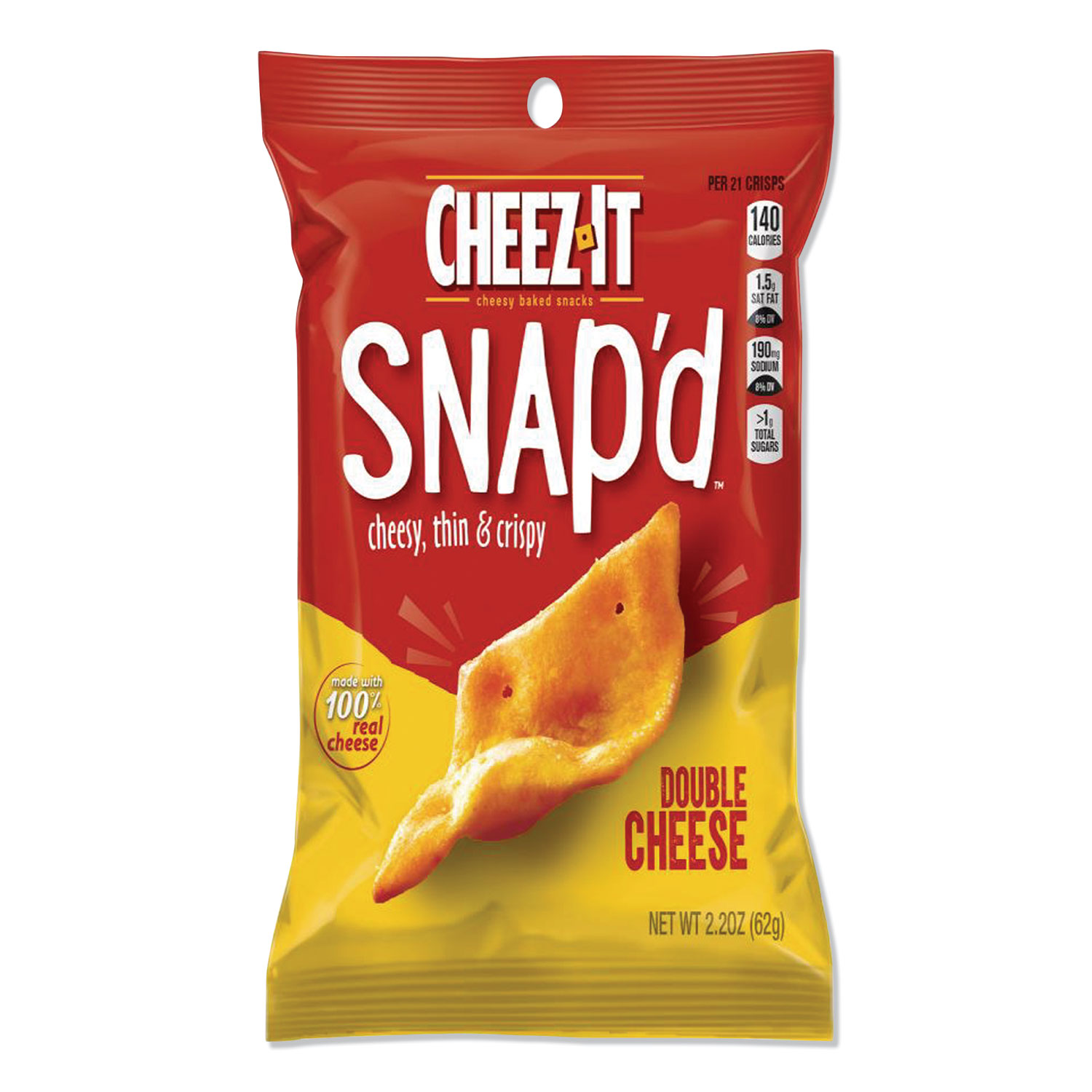 Sunshine® Cheez-it Snapd Crackers, Double Cheese, 2.2 oz Pouch, 6/Pack