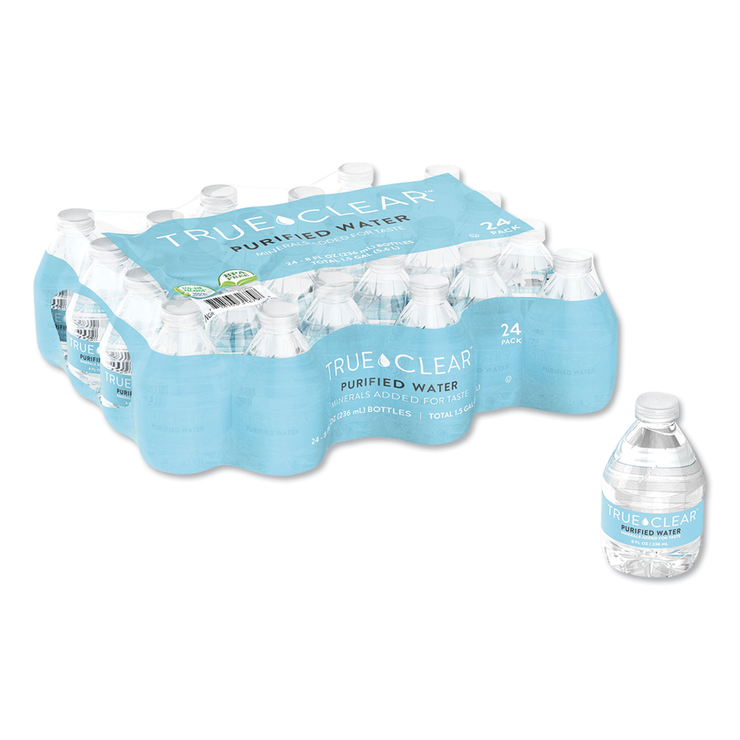  True Clear 8OZ24CT Purified Bottled Water, 8 oz Bottle, 24 Bottles/Carton (TCL8OZ24CT) 