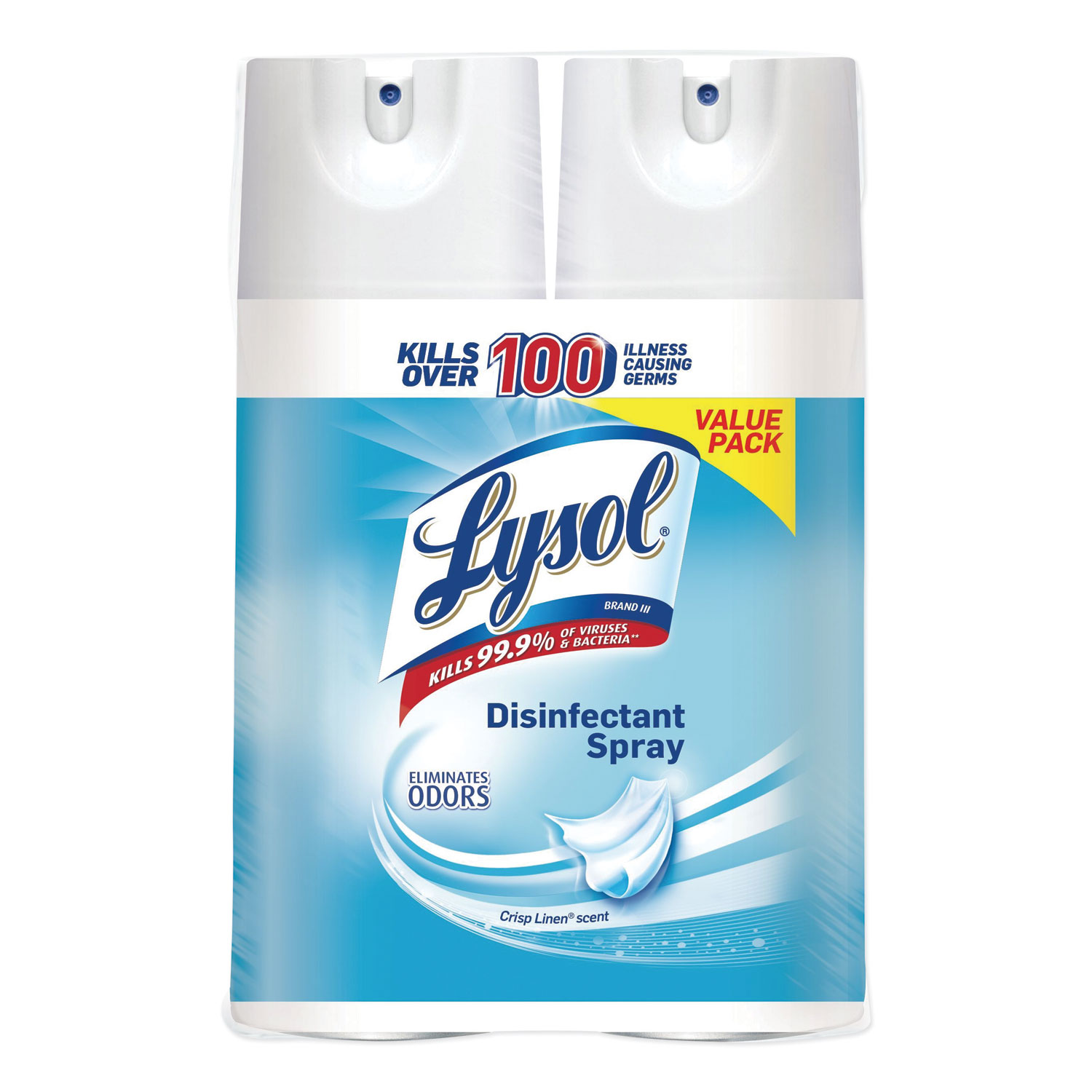  LYSOL Brand 19200-89946 Disinfectant Spray, Crisp Linen, 12.5 oz Aerosol, 2/Pack (RAC89946PK) 