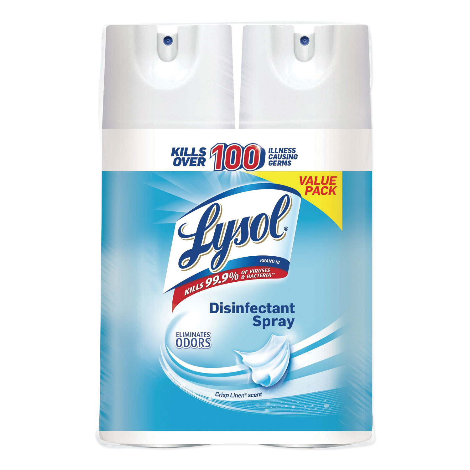  LYSOL Brand 19200-89946 Disinfectant Spray, Crisp Linen, 12.5 oz Aerosol, 2/Pack, 6 Pack/Carton (RAC89946) 