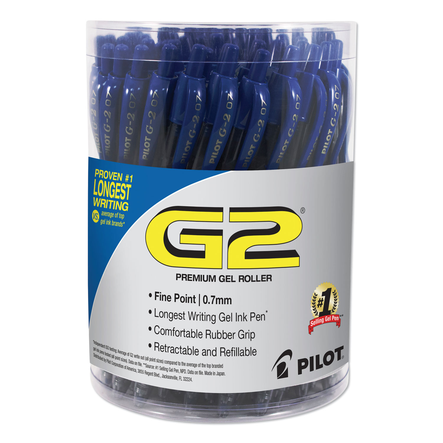  Pilot 84066 G2 Premium Retractable Gel Pen, Fine 0.7mm, Blue Ink/Barrel, 36/Pack (PIL84066) 