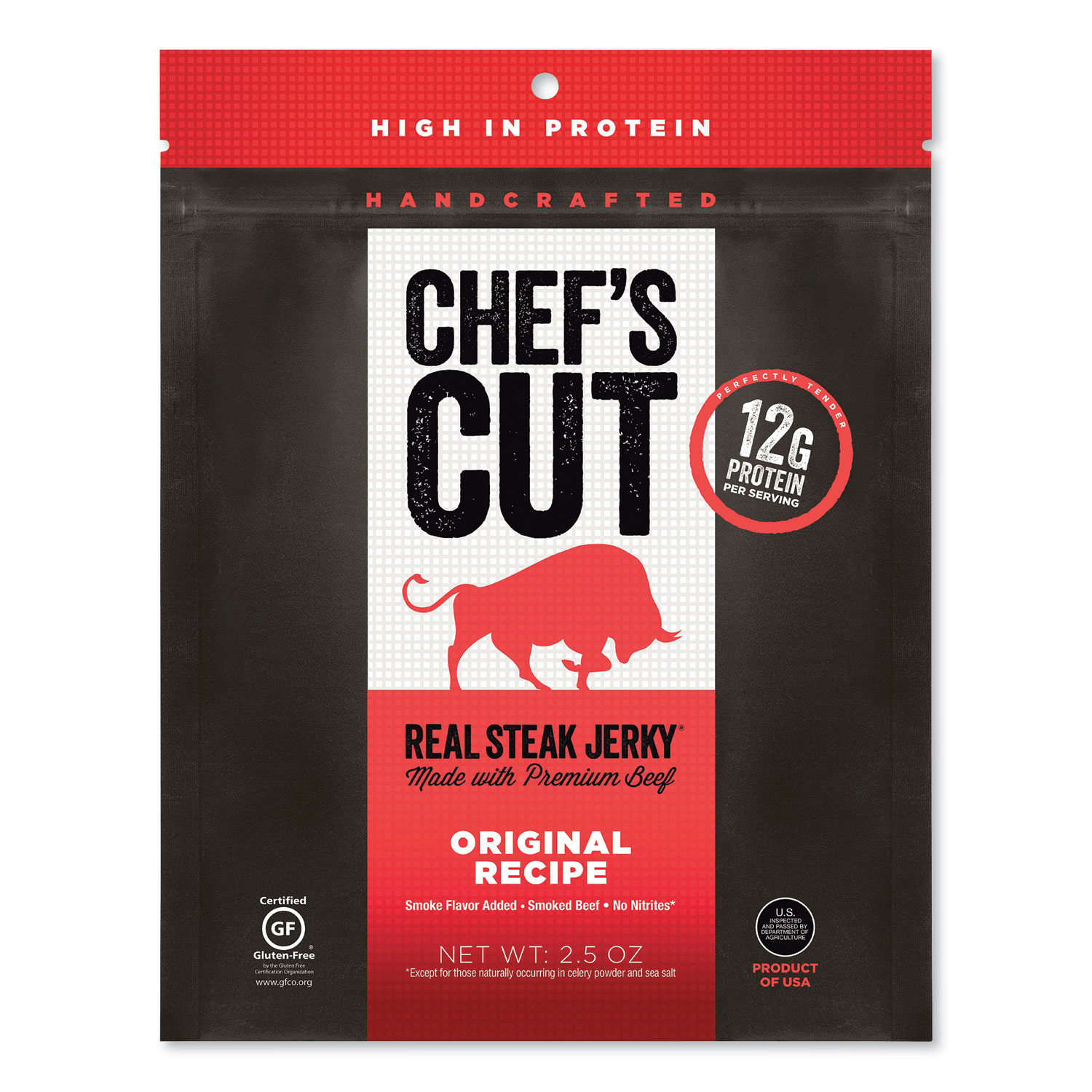  Chef's Cut CCR00500 Real Steak Jerky, Original Recipe, 2.5 oz Bag (CHU2614070) 
