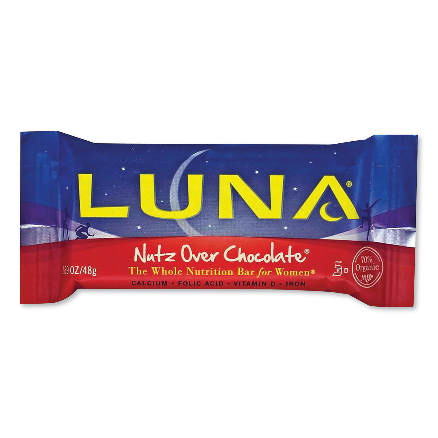 LUNA® Bar Womens Nutrition Bar, Nutz Over Chocolate, 1.69 oz Bar, 15 Bars/Box