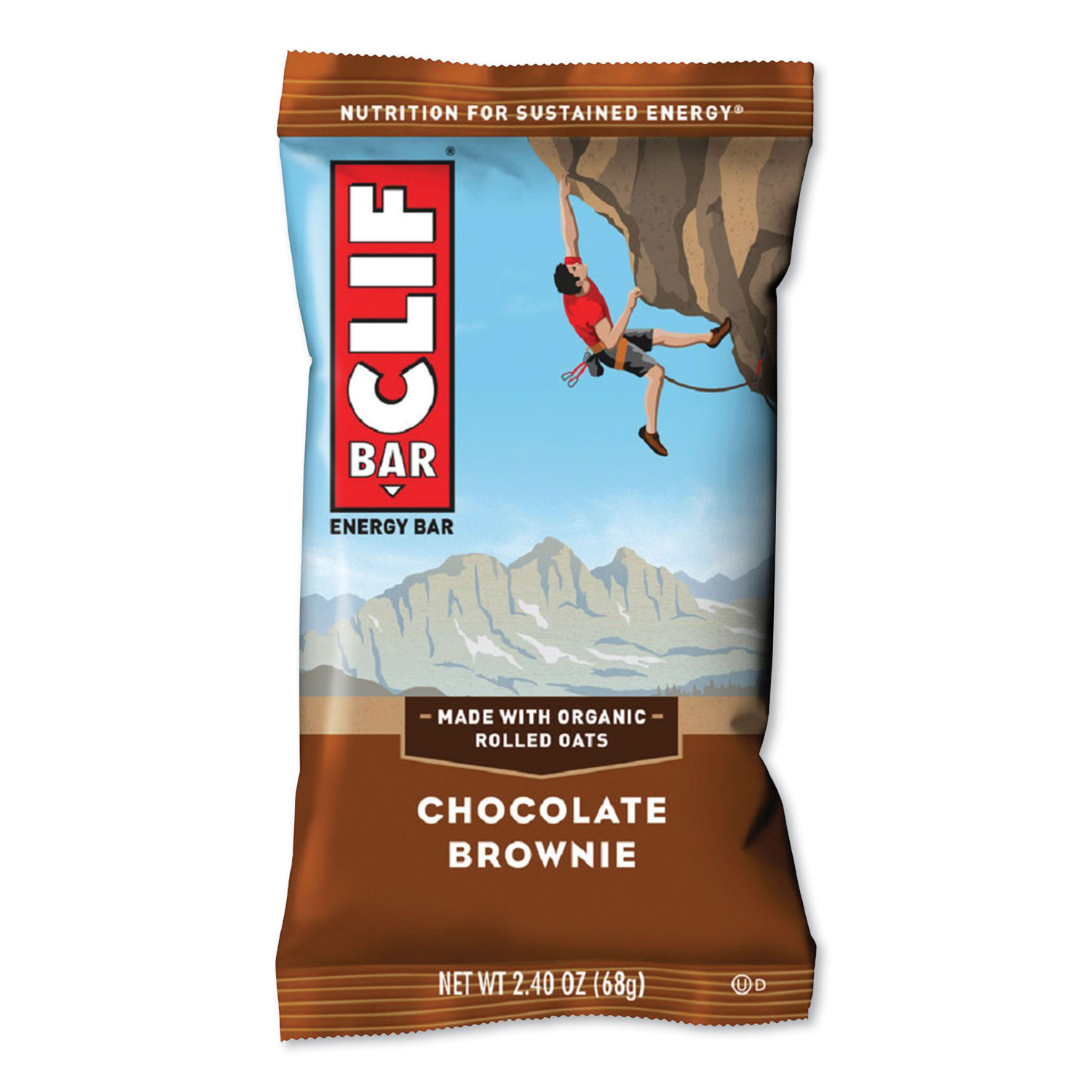 CLIF® Bar Energy Bar, Chocolate Brownie, 2.4 oz Bar, 12 Bars/Box