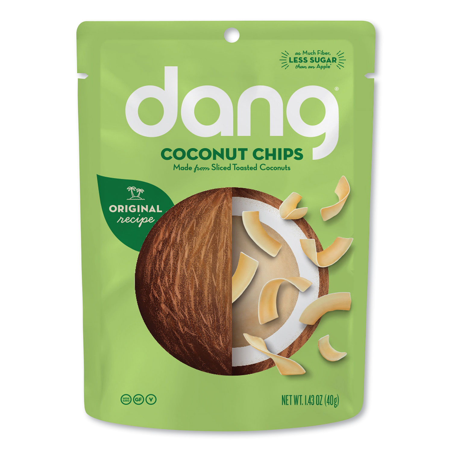 dang® Coconut Chips, Original, 1.43 oz Bag, 12/Carton