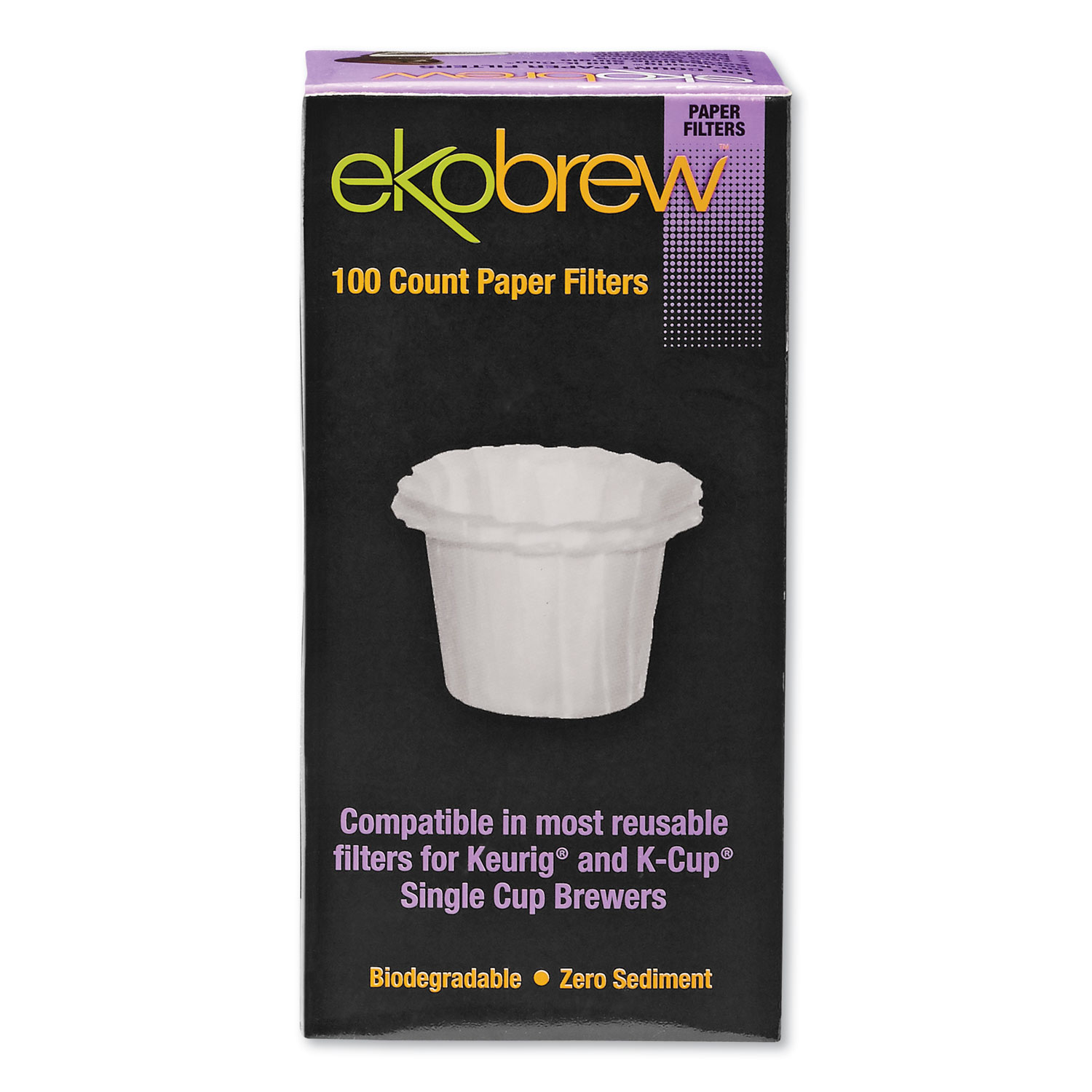 ekobrew™ Paper Filters for Single Cup Brewers, 100/Box