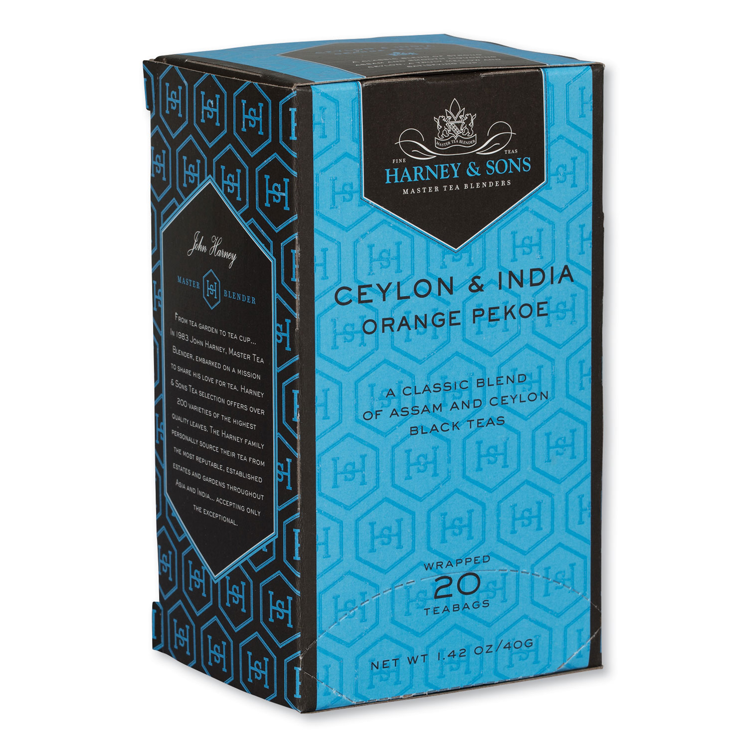 Harney & Sons Premium Tea, Ceylon and India Black Tea, Individually Wrapped Tea Bags, 20/Box