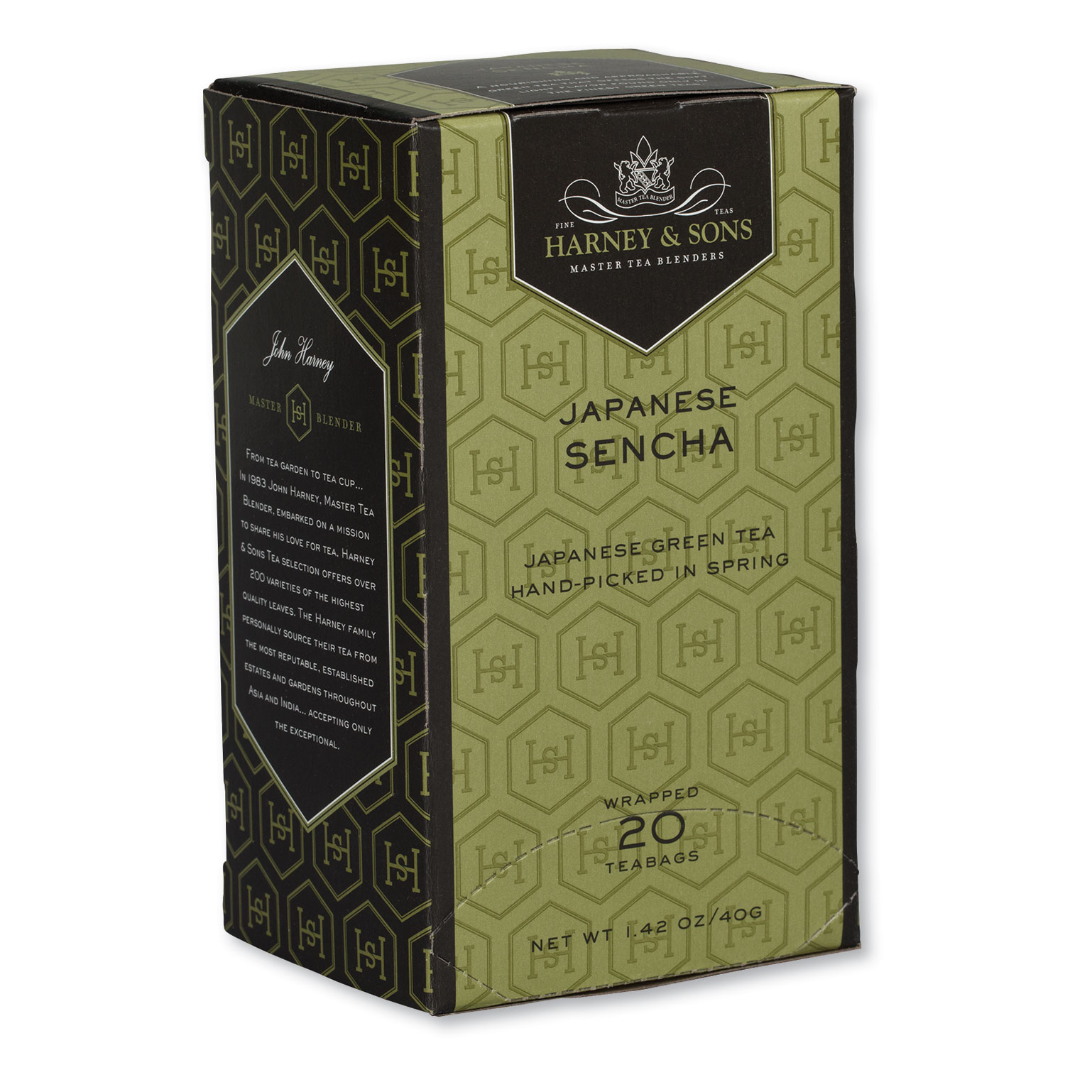Harney & Sons Premium Tea, Japanese Sencha Green Tea, Individually Wrapped Tea Bags, 20/Box