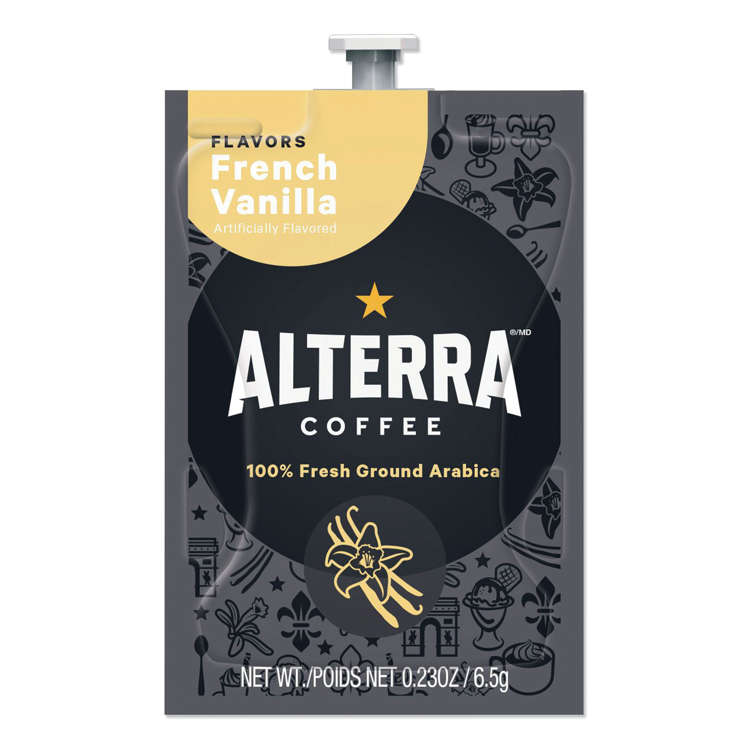 ALTERRA® Coffee Freshpack Pods, French Vanilla, Medium Roast, 0.23 oz, 100/Carton