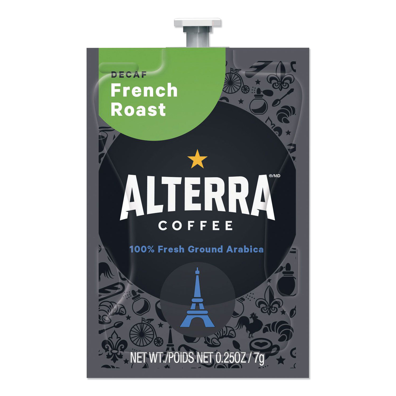 ALTERRA® Coffee Freshpack Pods, French Roast Decaf, Dark Roast, 0.25 oz, 100/Carton